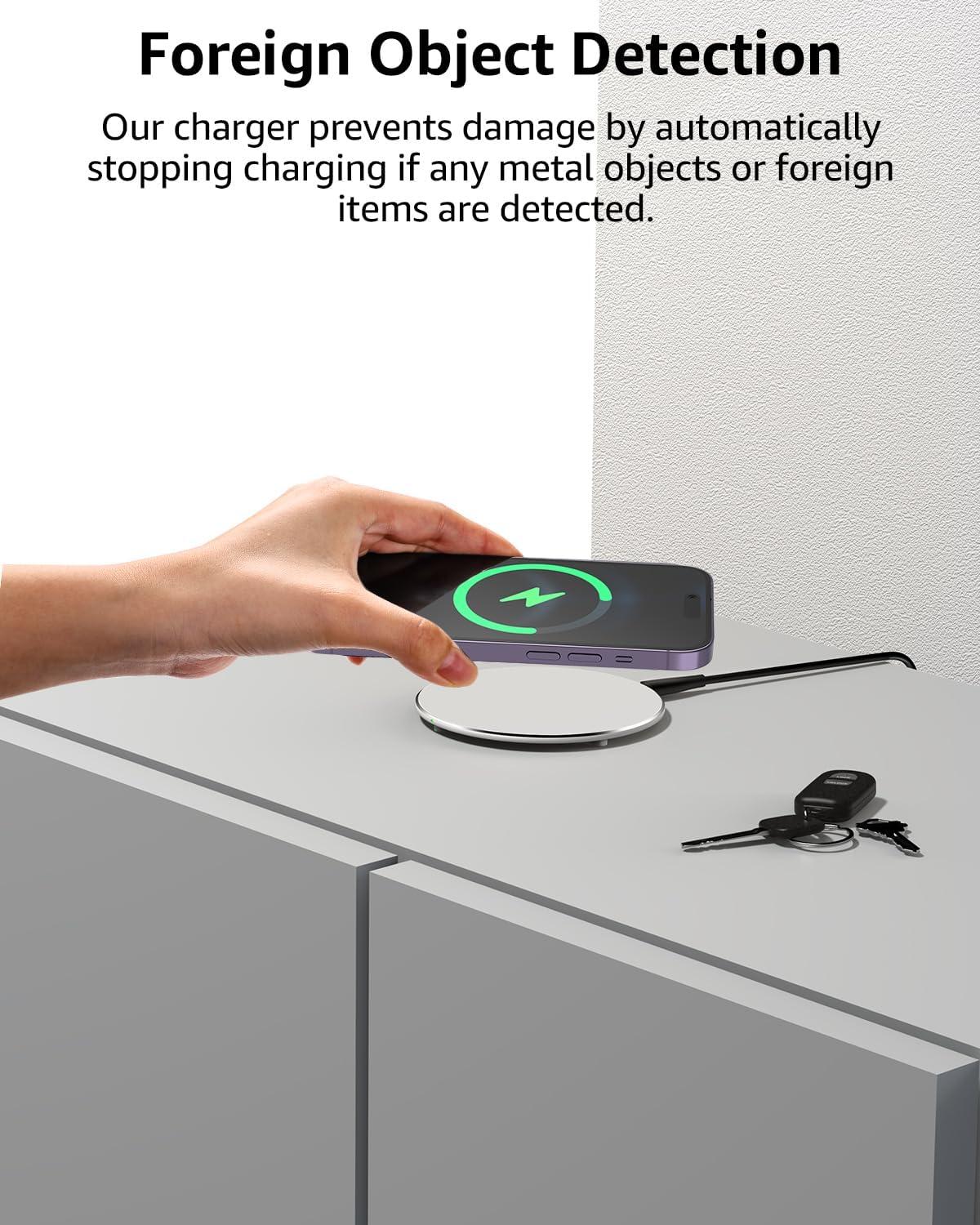 imageTOZO 2025 New AntiSlip Wireless Charger 15W Max Fast Wireless Charging Pad Compatible with iPhone 171616 Plus16 Pro Max 151413SE Series Samsung Galaxy S25S24S23 Series SilverSilver