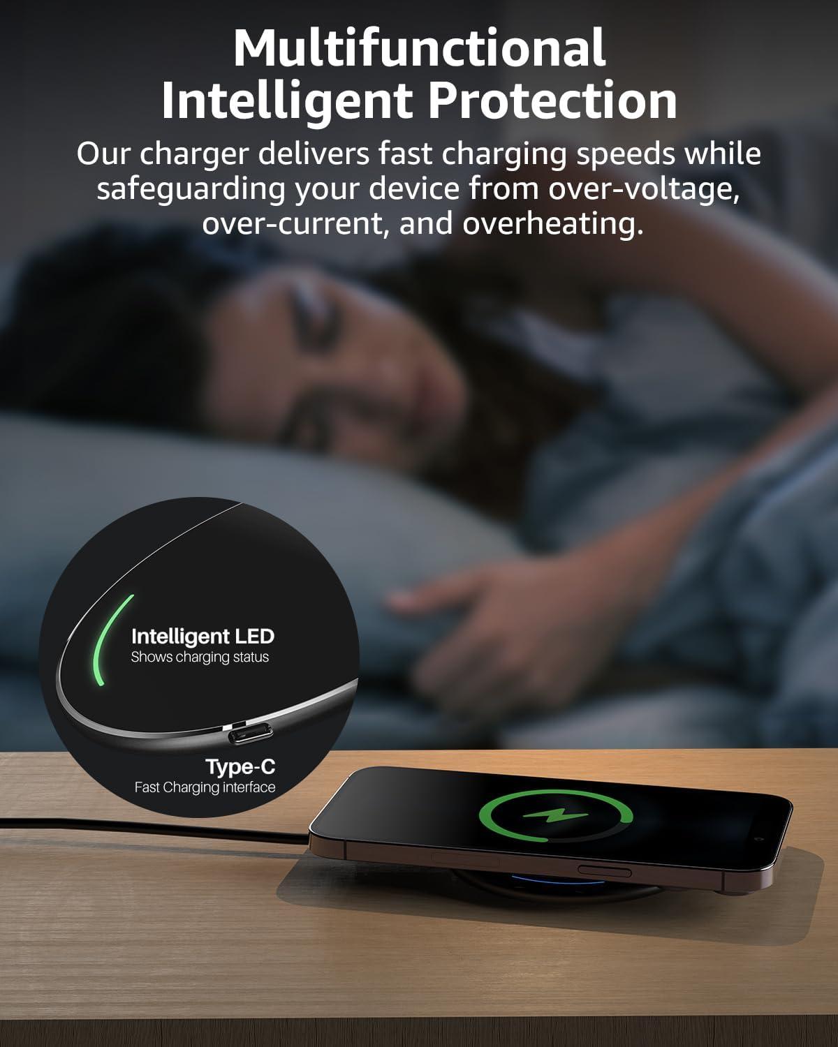imageTOZO 2025 New AntiSlip Wireless Charger 15W Max Fast Wireless Charging Pad Compatible with iPhone 171616 Plus16 Pro Max 151413SE Series Samsung Galaxy S25S24S23 Series SilverBlack