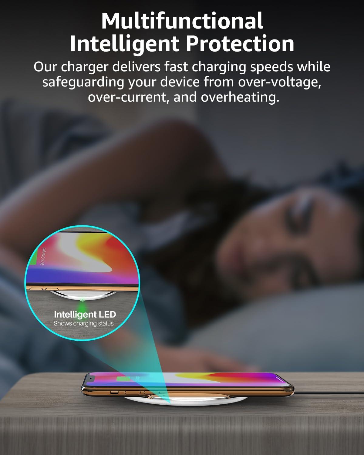 imageTOZO 2025 New AntiSlip Wireless Charger 15W Max Fast Wireless Charging Pad Compatible with iPhone 171616 Plus16 Pro Max 151413SE Series Samsung Galaxy S25S24S23 Series SilverSilver