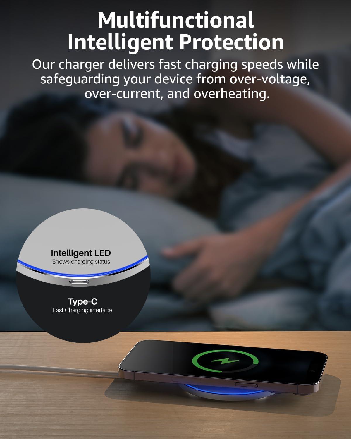 imageTOZO 2025 New AntiSlip Wireless Charger 15W Max Fast Wireless Charging Pad Compatible with iPhone 171616 Plus16 Pro Max 151413SE Series Samsung Galaxy S25S24S23 Series SilverGray