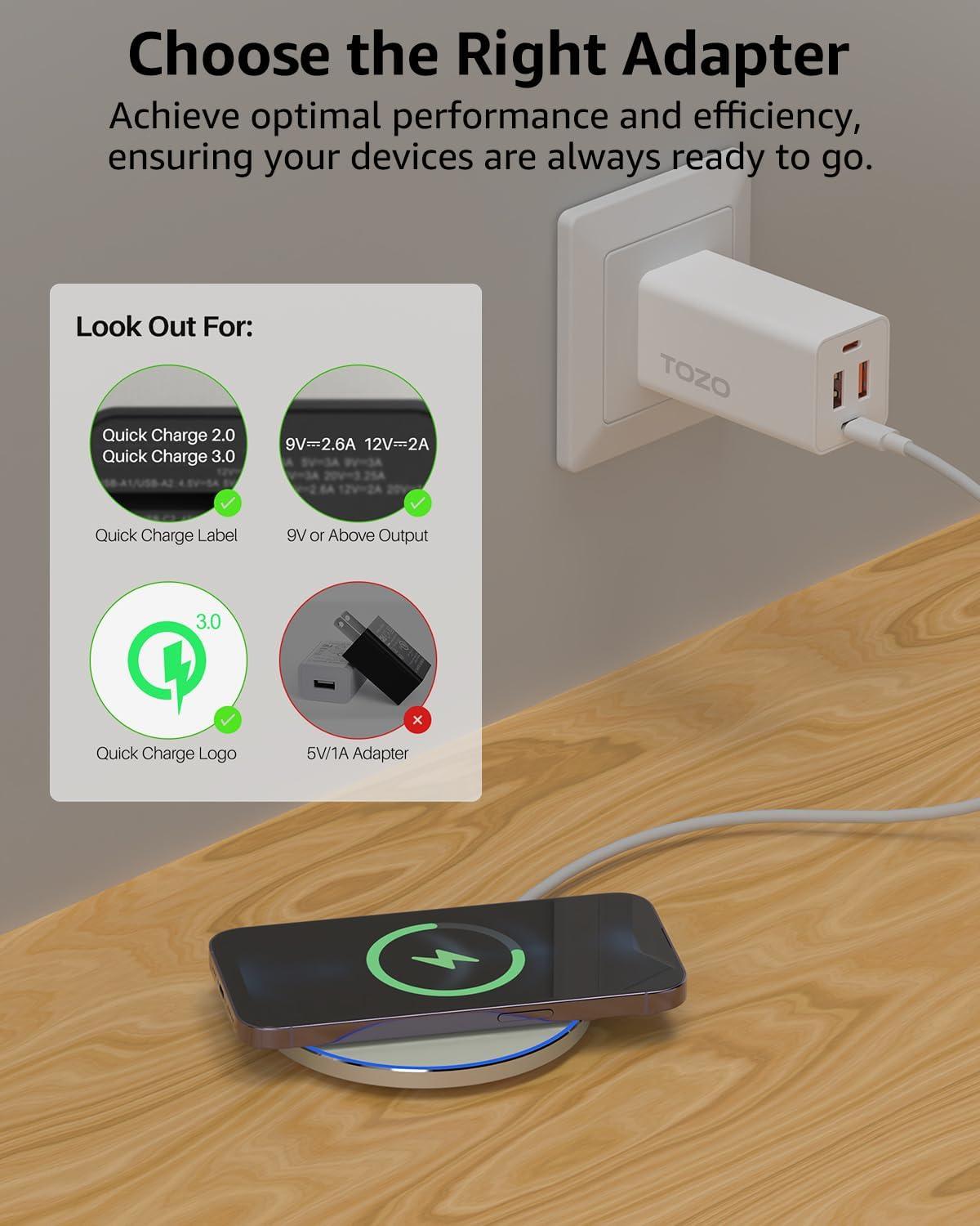 imageTOZO 2025 New AntiSlip Wireless Charger 15W Max Fast Wireless Charging Pad Compatible with iPhone 171616 Plus16 Pro Max 151413SE Series Samsung Galaxy S25S24S23 Series SilverMatte Green