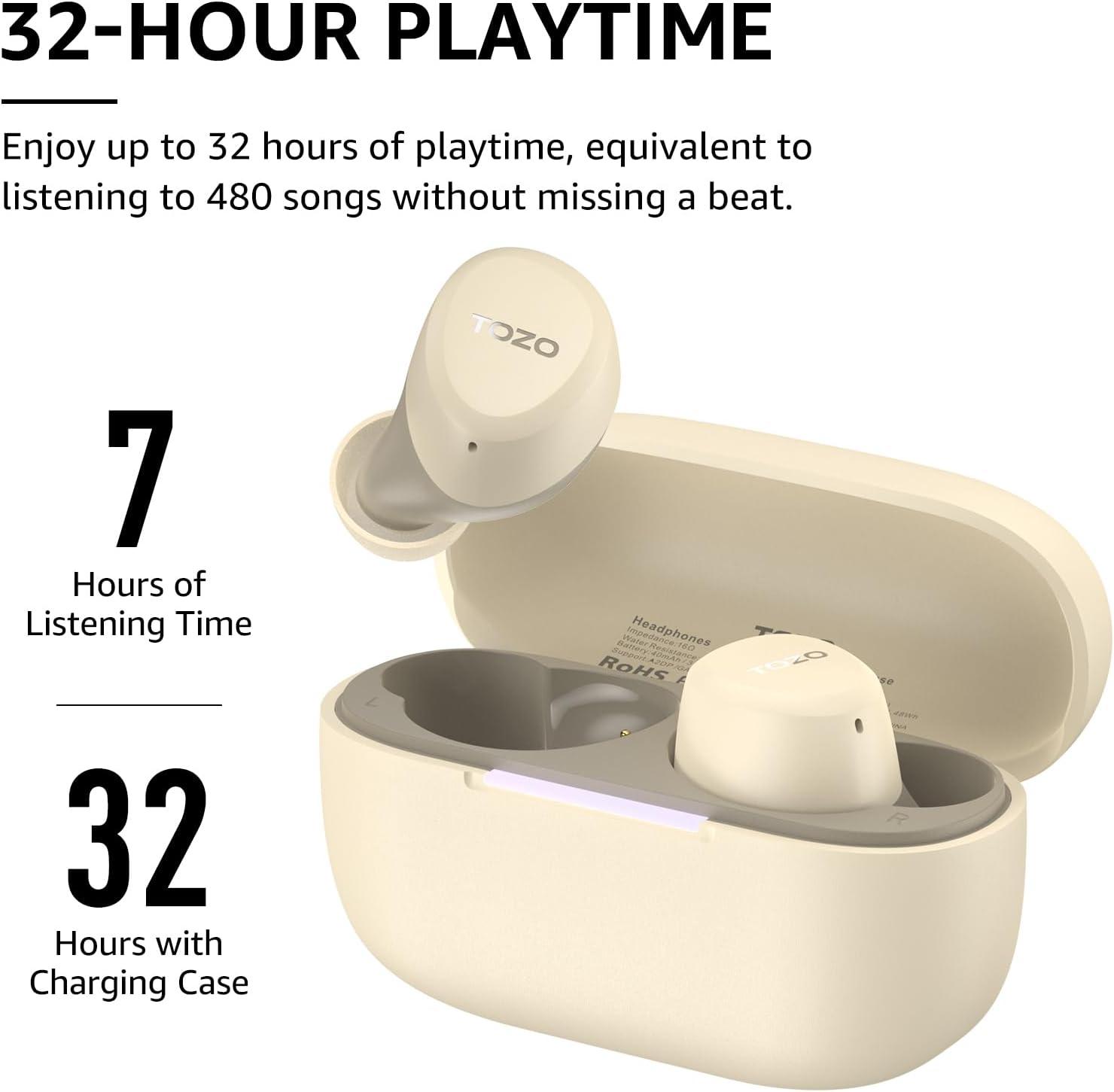 imageTOZO A1 Wireless Earbuds Bluetooth 53 Light Weight in Ear IPX5 Waterproof Headphones 2 Mic for AI Calls Immersive Premium Sound Bass Headset with Charging Case 32 Presets EQ Customization via AppLight Khaki