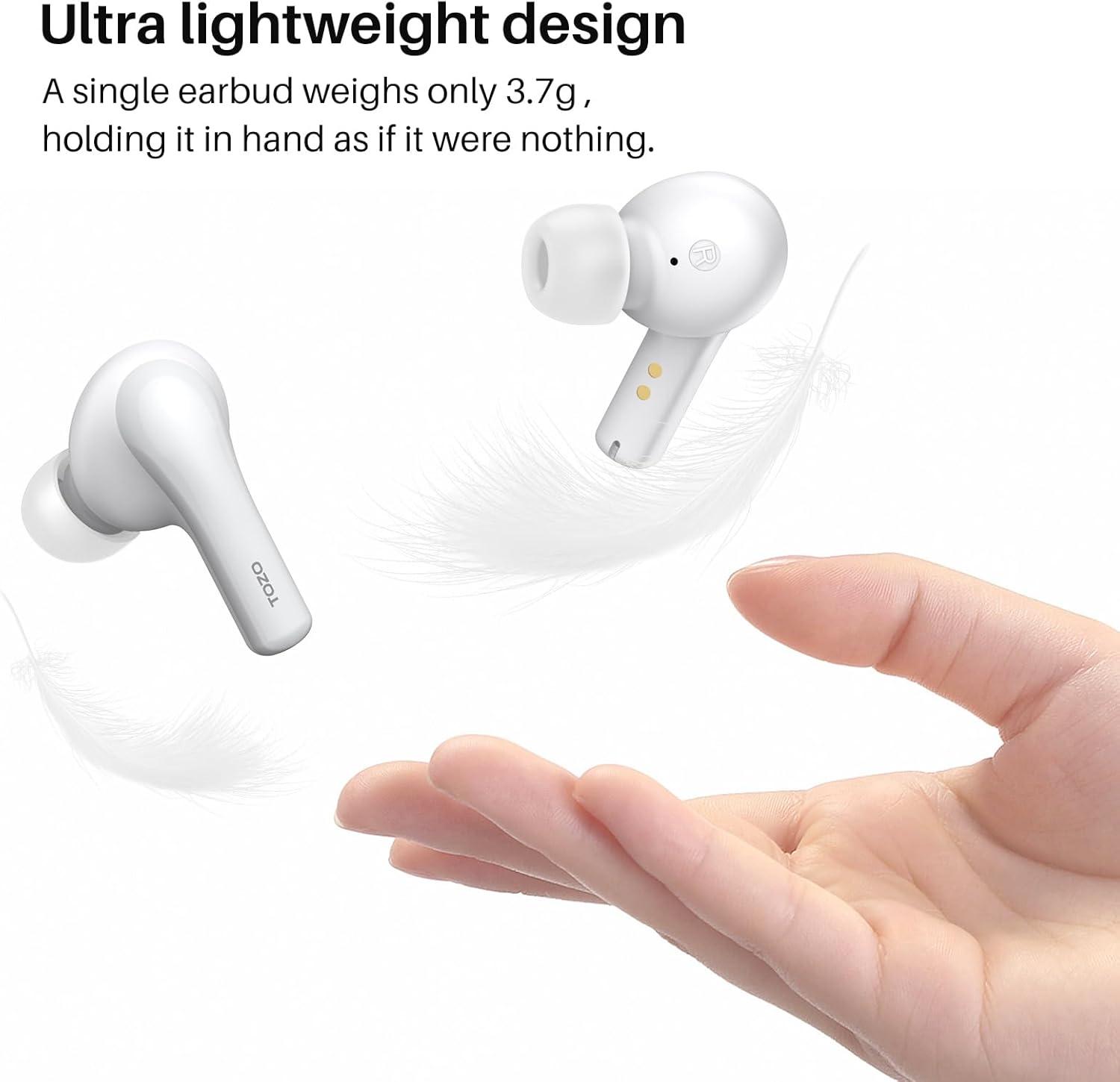 imageTOZO A2 Mini Wireless Earbuds Bluetooth 53 in Ear LightWeight Headphones Builtin Microphone IPX5 Waterproof Immersive Premium Sound Long Distance Connection Headset with Charging Case BlackWhite