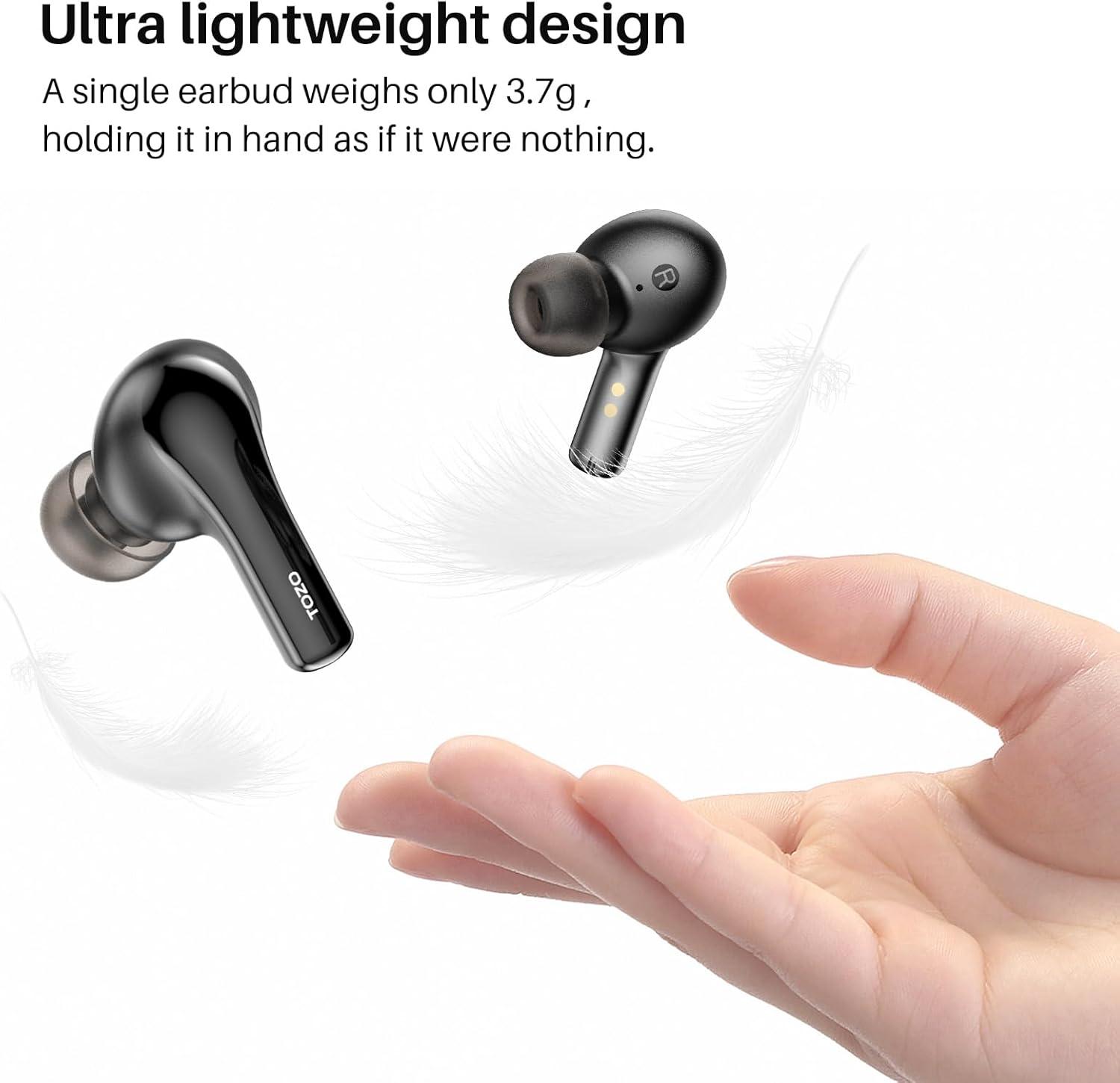 imageTOZO A2 Mini Wireless Earbuds Bluetooth 53 in Ear LightWeight Headphones Builtin Microphone IPX5 Waterproof Immersive Premium Sound Long Distance Connection Headset with Charging Case BlackBlack