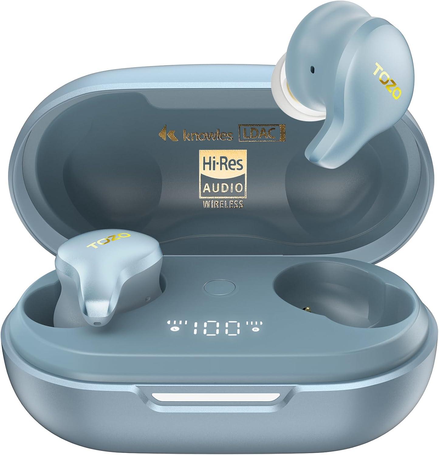 imageTOZO Golden X1 Wireless Earbuds Balanced Armature Driver and Hybrid Dynamic Driver Bluetooth Headphones OrigX Pro LDAC ampamp HiRes Audio Wireless Noise Cancellation Headset Galaxy BlueBlackBlue