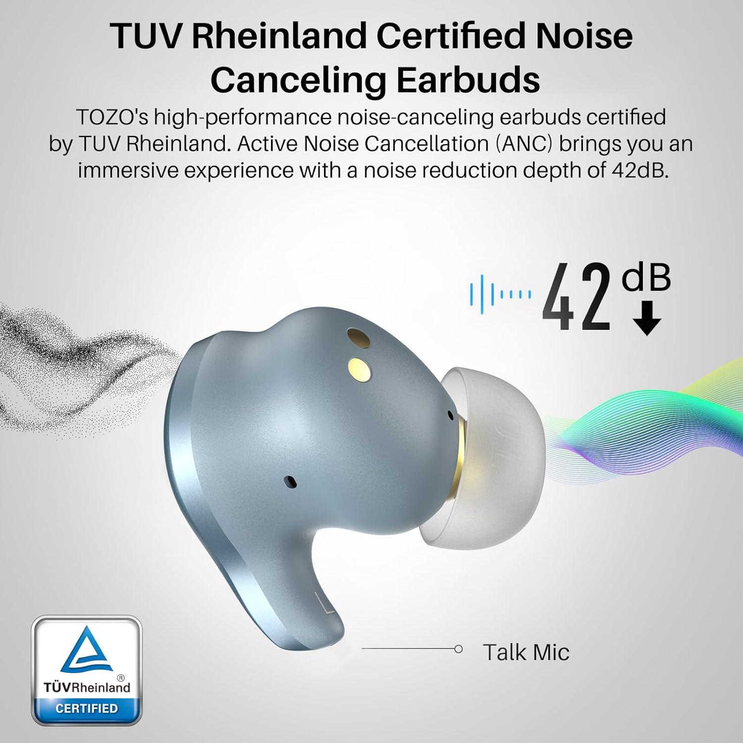 imageTOZO Golden X1 Wireless Earbuds Balanced Armature Driver and Hybrid Dynamic Driver Bluetooth Headphones OrigX Pro LDAC ampamp HiRes Audio Wireless Noise Cancellation Headset Galaxy BlueBlackBlue