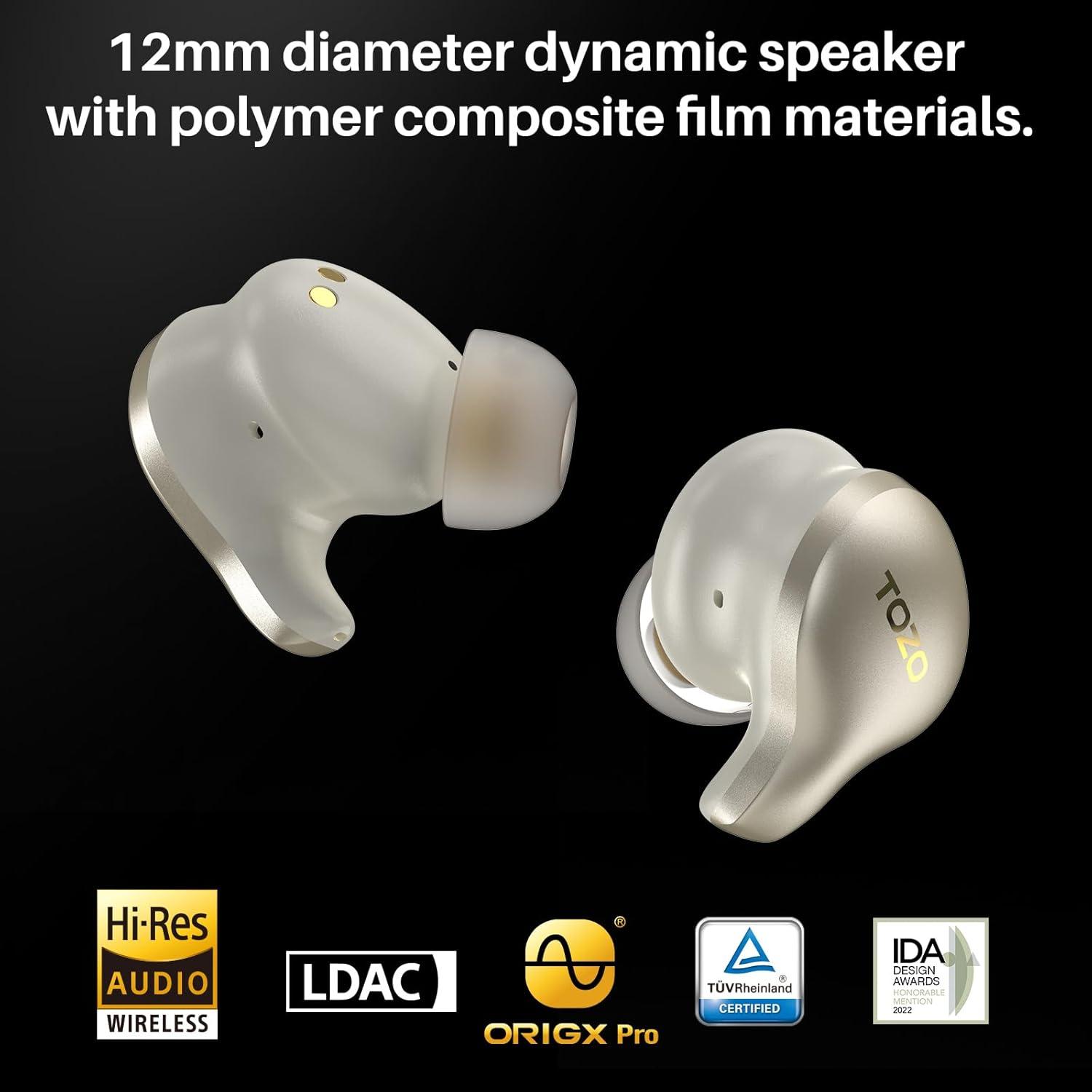 imageTOZO Golden X1 Wireless Earbuds Balanced Armature Driver and Hybrid Dynamic Driver Bluetooth Headphones OrigX Pro LDAC ampamp HiRes Audio Wireless Noise Cancellation Headset Galaxy BlueBlackChampagne