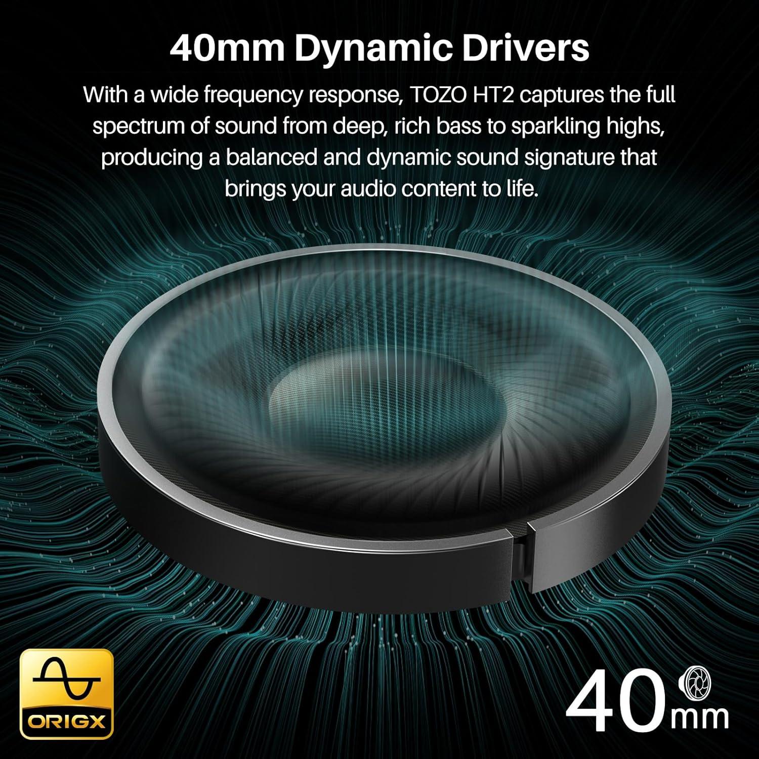 imageTOZO HT2 Hybrid Active Noise Cancelling Headphones Wireless Over Ear Bluetooth Headset 60H Playtime HiRes Audio Custom EQ via App Deep Bass Comfort Fit Ear Cups for Home Office Travel BlackMatte Pink