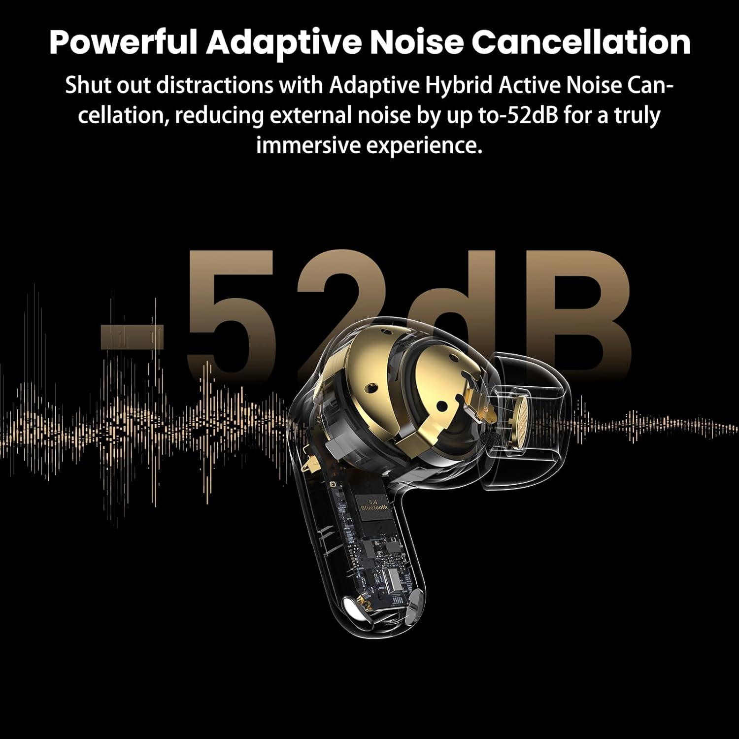 imageTOZO NC20 Pro Active Noise Cancelling Wireless Earbuds with Smart Touch Screen LDAC HiRes Audio Stereo Bass 6 Mics AI Call Ear Buds 80H Playtime IPX8 Waterproof 32 EQ via App Wireless ChargingTitanium Champagne