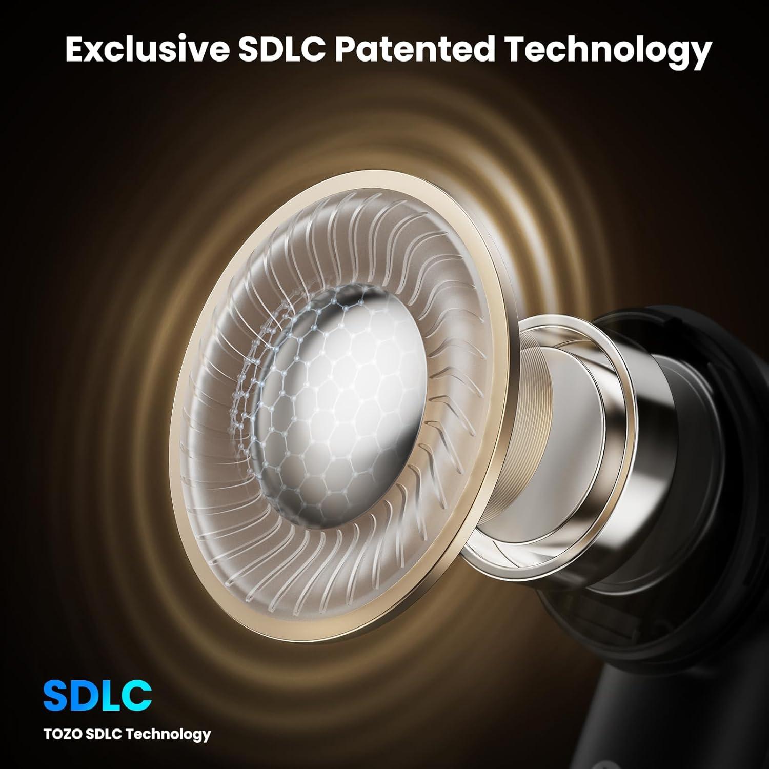 imageTOZO NC20 Pro Active Noise Cancelling Wireless Earbuds with Smart Touch Screen LDAC HiRes Audio Stereo Bass 6 Mics AI Call Ear Buds 80H Playtime IPX8 Waterproof 32 EQ via App Wireless ChargingTitanium Champagne