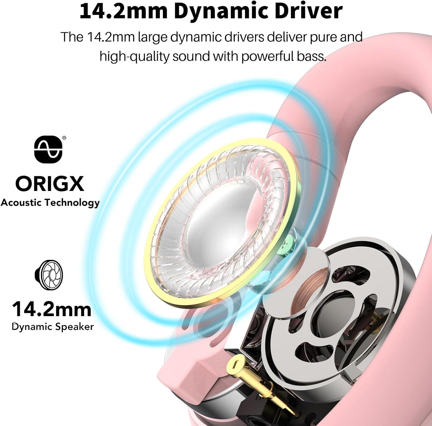 imageTOZO O2 True Open Ear Wireless Headphones Lightweight with MultiAngle Adjustment Bluetooth 53 Earbuds with DualAxis Design for LongLasting Comfort CrystalClear Calls for Driving Dark BlackPink