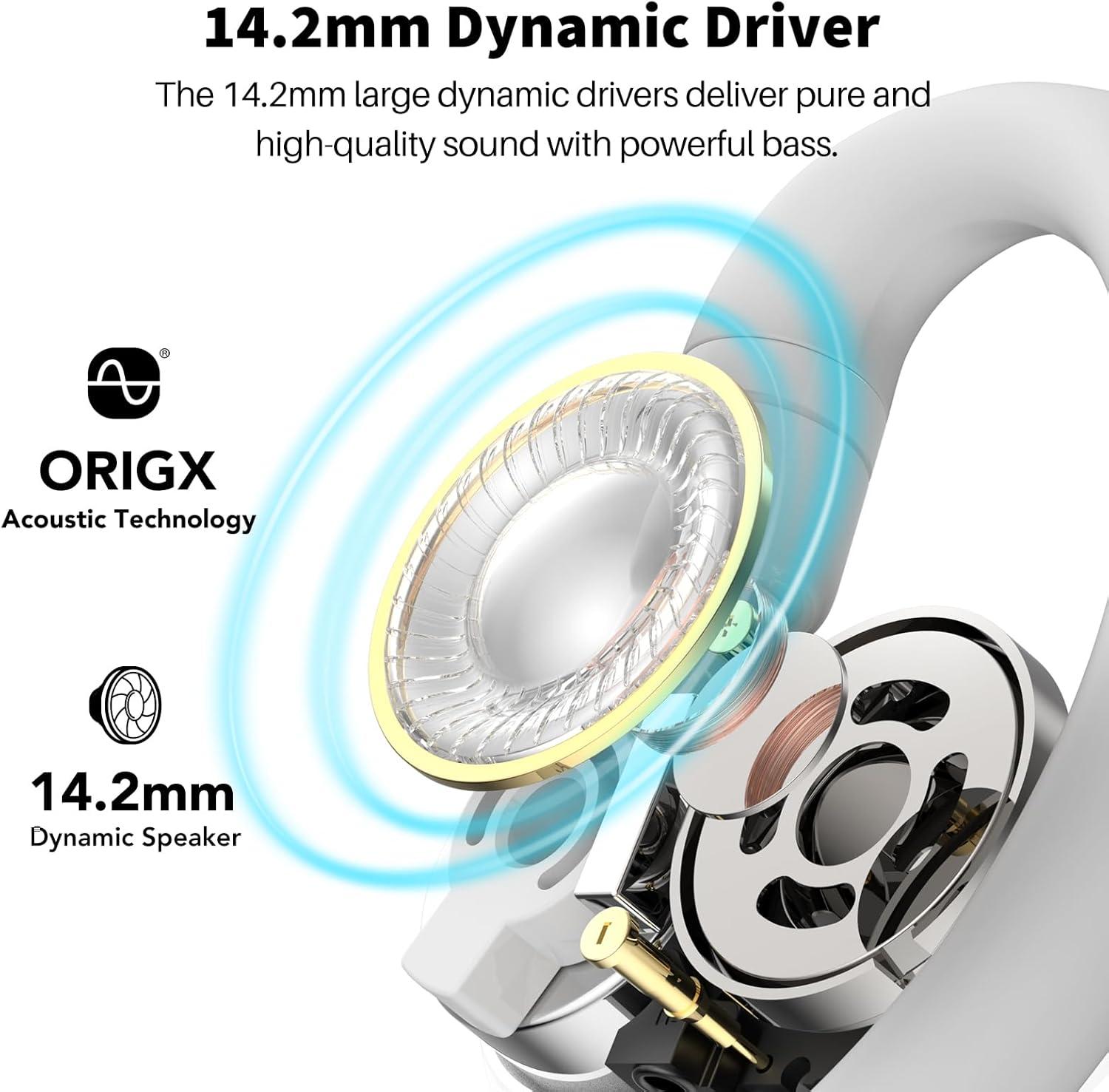 imageTOZO O2 True Open Ear Wireless Headphones Lightweight with MultiAngle Adjustment Bluetooth 53 Earbuds with DualAxis Design for LongLasting Comfort CrystalClear Calls for Driving Dark BlackWhite