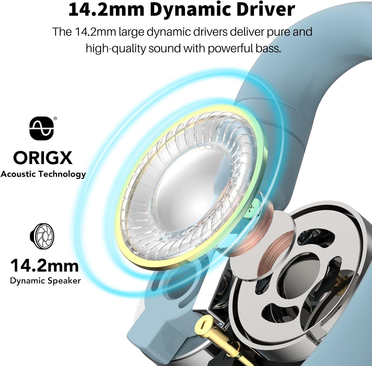 imageTOZO O2 True Open Ear Wireless Headphones Lightweight with MultiAngle Adjustment Bluetooth 53 Earbuds with DualAxis Design for LongLasting Comfort CrystalClear Calls for Driving Dark BlackBlue