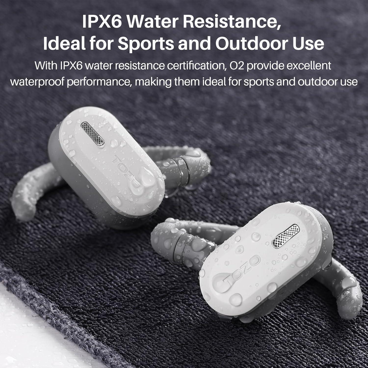 imageTOZO O2 True Open Ear Wireless Headphones Lightweight with MultiAngle Adjustment Bluetooth 53 Earbuds with DualAxis Design for LongLasting Comfort CrystalClear Calls for Driving Dark BlackWhite