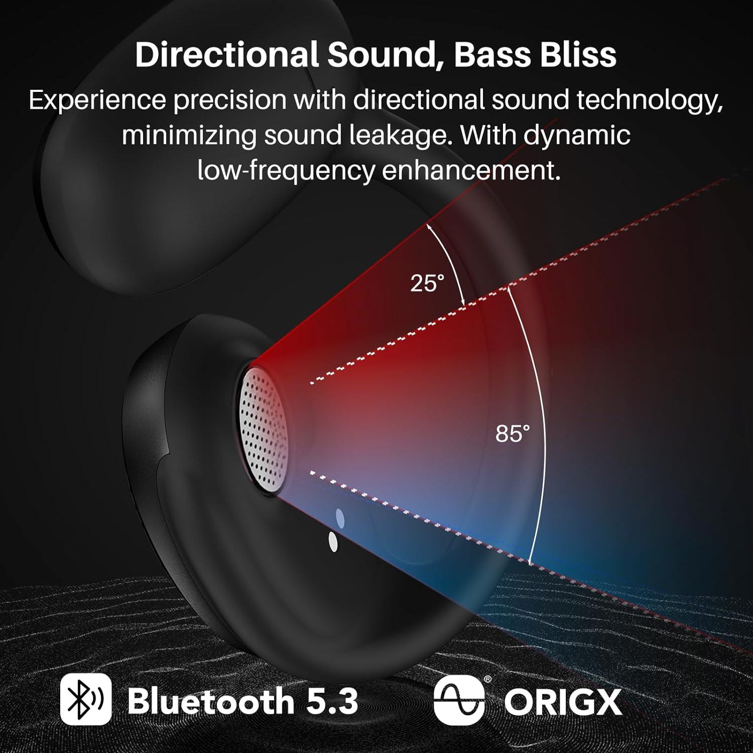 imageTOZO OpenEgo Open Ear Earbuds Bluetooth Headphones 80Hrs Playtime Wireless Earbuds with Earhooks Digital Display 32 EQ Modes Clear Call Comfortable Wear SweatProof for Running Workout BlackBlack