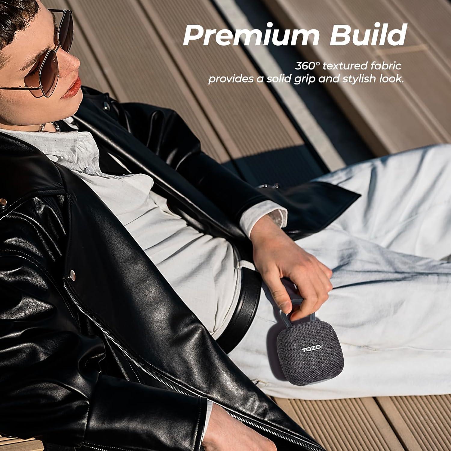 imageTOZO PE1 Portable Bluetooth Speakers with Adjustable Carabiner Mini Bluetooth Wireless Shower Speaker with IPX8 Waterproof 32H Playtime Punchy Bass Audio Speaker for Home Outdoor and Travel RedBlack