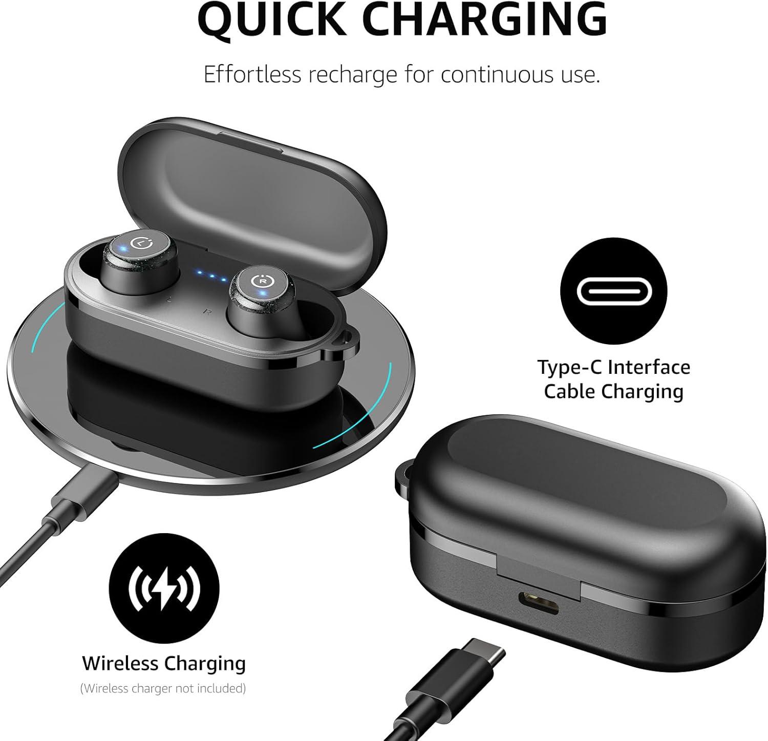 imageTOZO T10 Wireless Earbuds Bluetooth 53 Headphones App Customize EQ Ergonomic Design 55H Playtime Wireless Charging Case IPX8 Waterproof Sound inEar Headset New VersionBlack