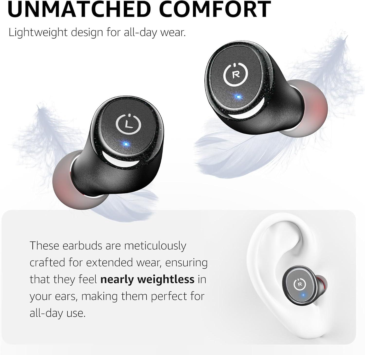 imageTOZO T10 Wireless Earbuds Bluetooth 53 Headphones App Customize EQ Ergonomic Design 55H Playtime Wireless Charging Case IPX8 Waterproof Sound inEar Headset New VersionBlack