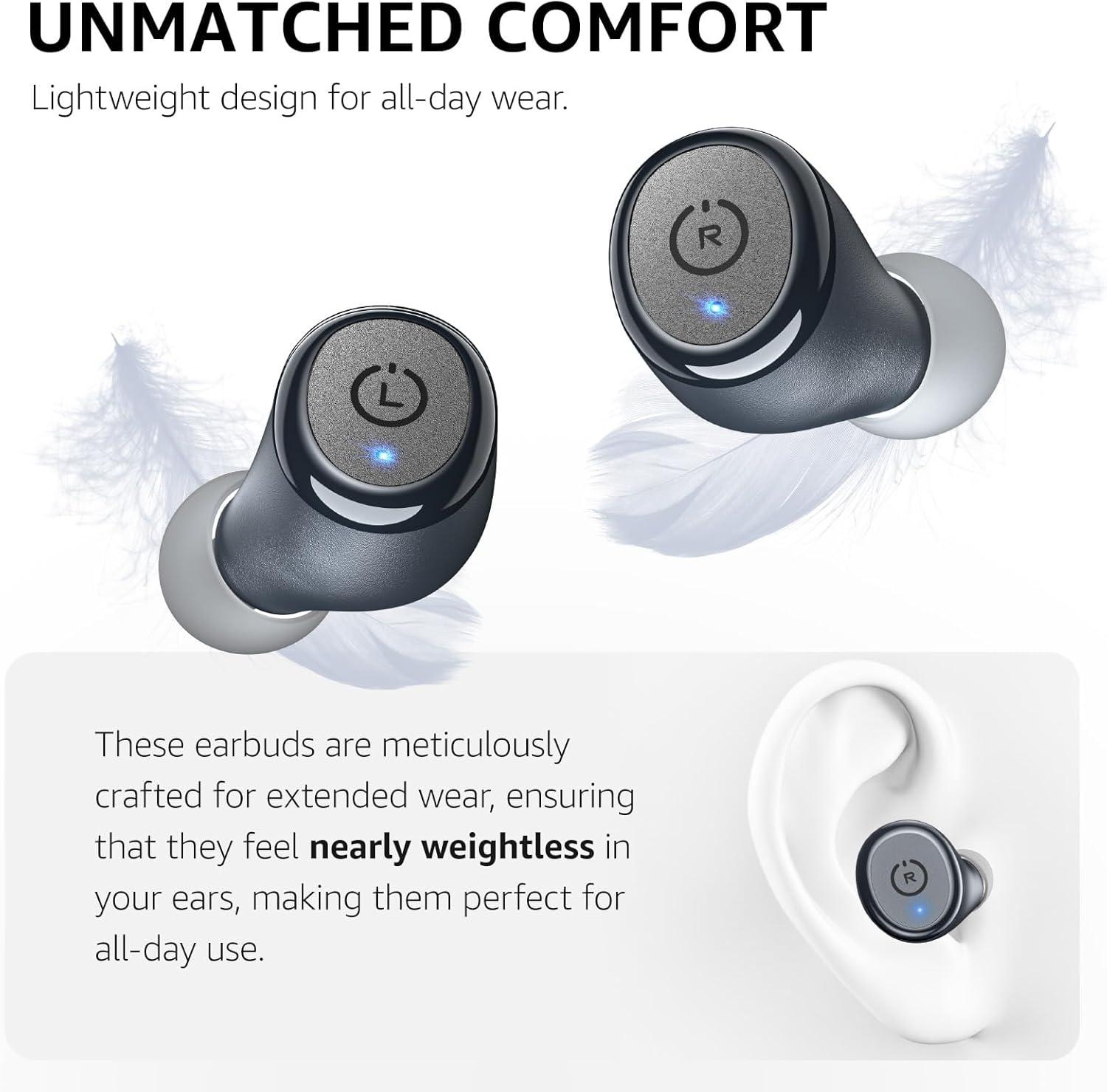 imageTOZO T10 Wireless Earbuds Bluetooth 53 Headphones App Customize EQ Ergonomic Design 55H Playtime Wireless Charging Case IPX8 Waterproof Sound inEar Headset New VersionMatte Blue
