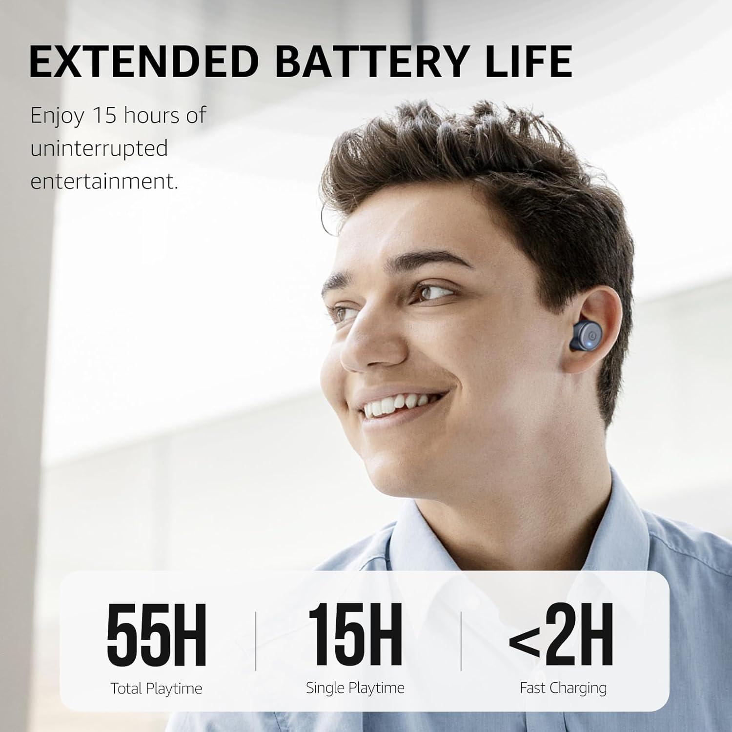 imageTOZO T10 Wireless Earbuds Bluetooth 53 Headphones App Customize EQ Ergonomic Design 55H Playtime Wireless Charging Case IPX8 Waterproof Sound inEar Headset New VersionMatte Blue