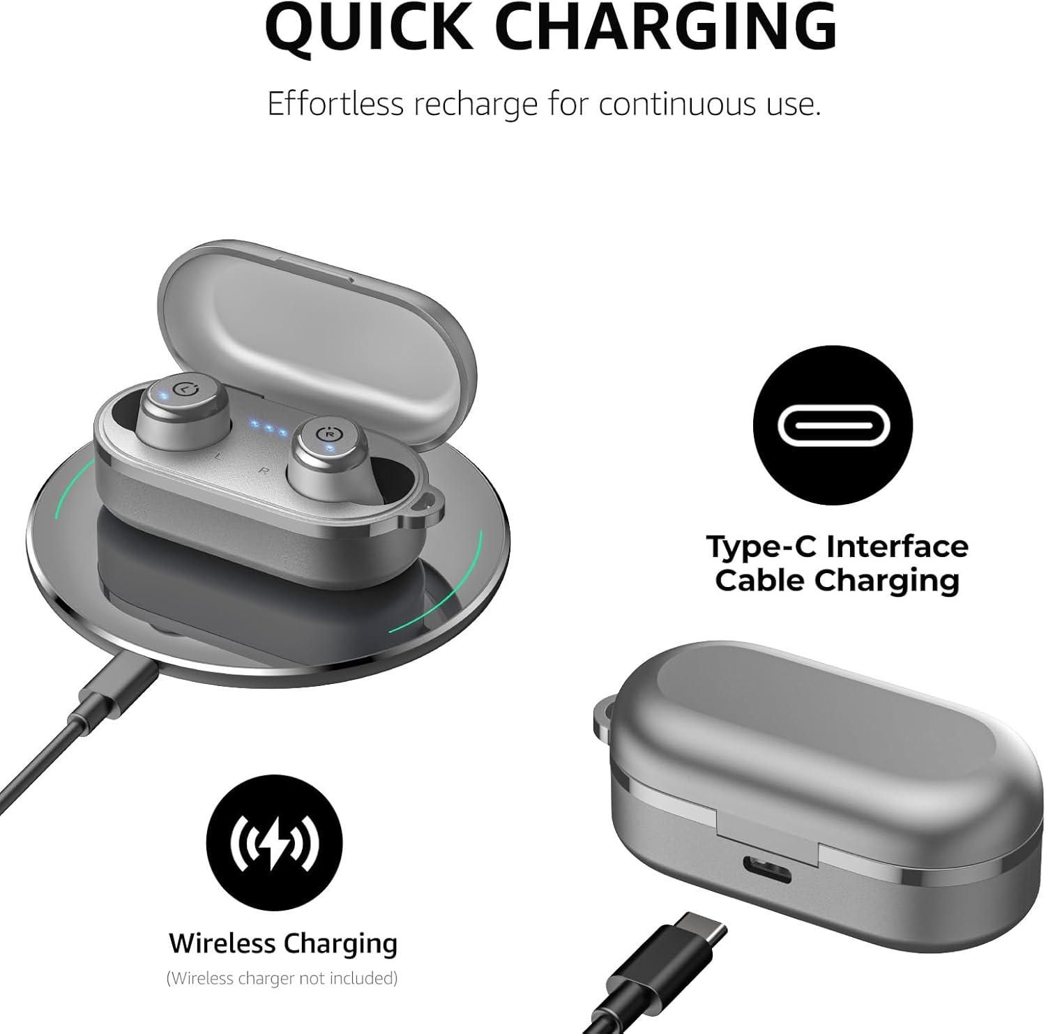 imageTOZO T10 Wireless Earbuds Bluetooth 53 Headphones App Customize EQ Ergonomic Design 55H Playtime Wireless Charging Case IPX8 Waterproof Sound inEar Headset New VersionMatte Gray