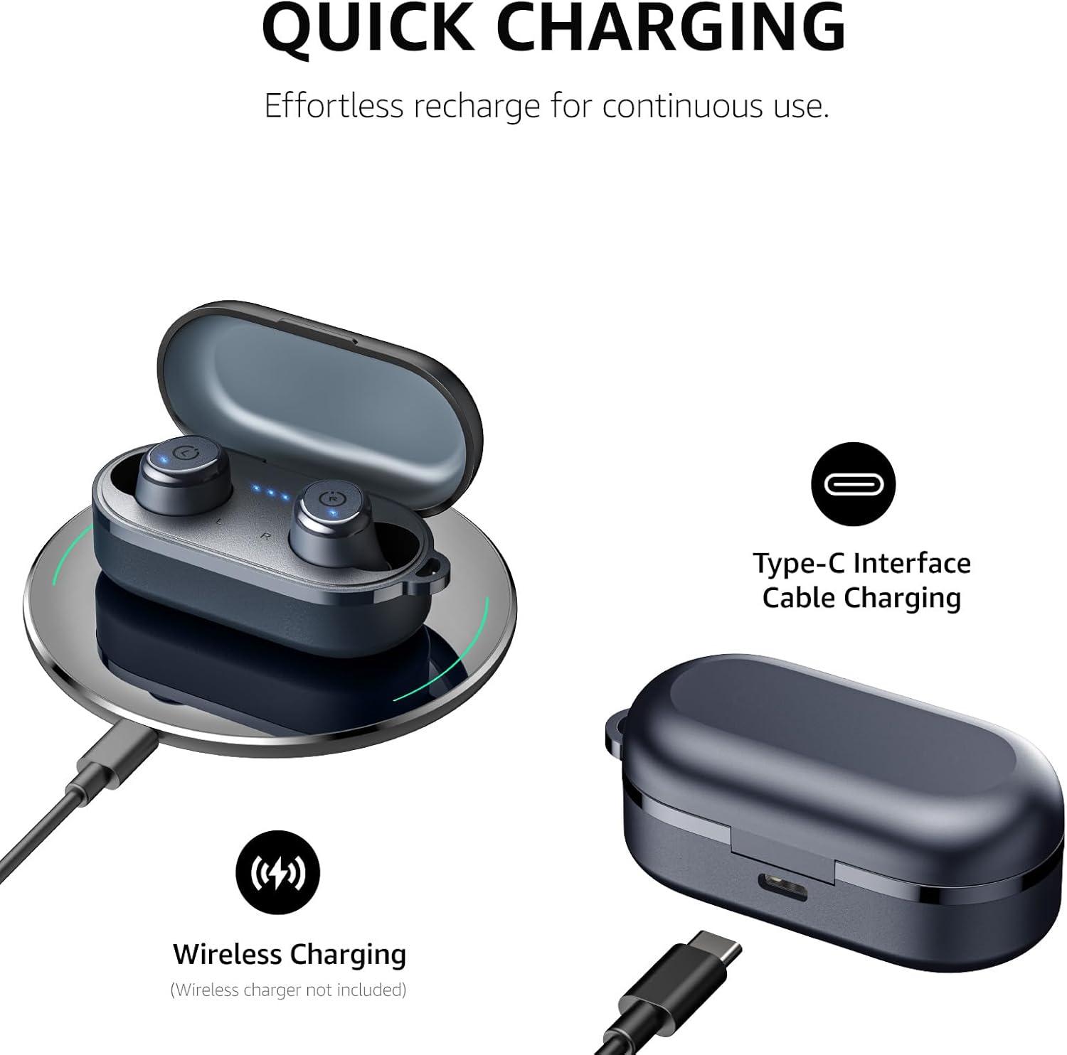 imageTOZO T10 Wireless Earbuds Bluetooth 53 Headphones App Customize EQ Ergonomic Design 55H Playtime Wireless Charging Case IPX8 Waterproof Sound inEar Headset New VersionMatte Blue