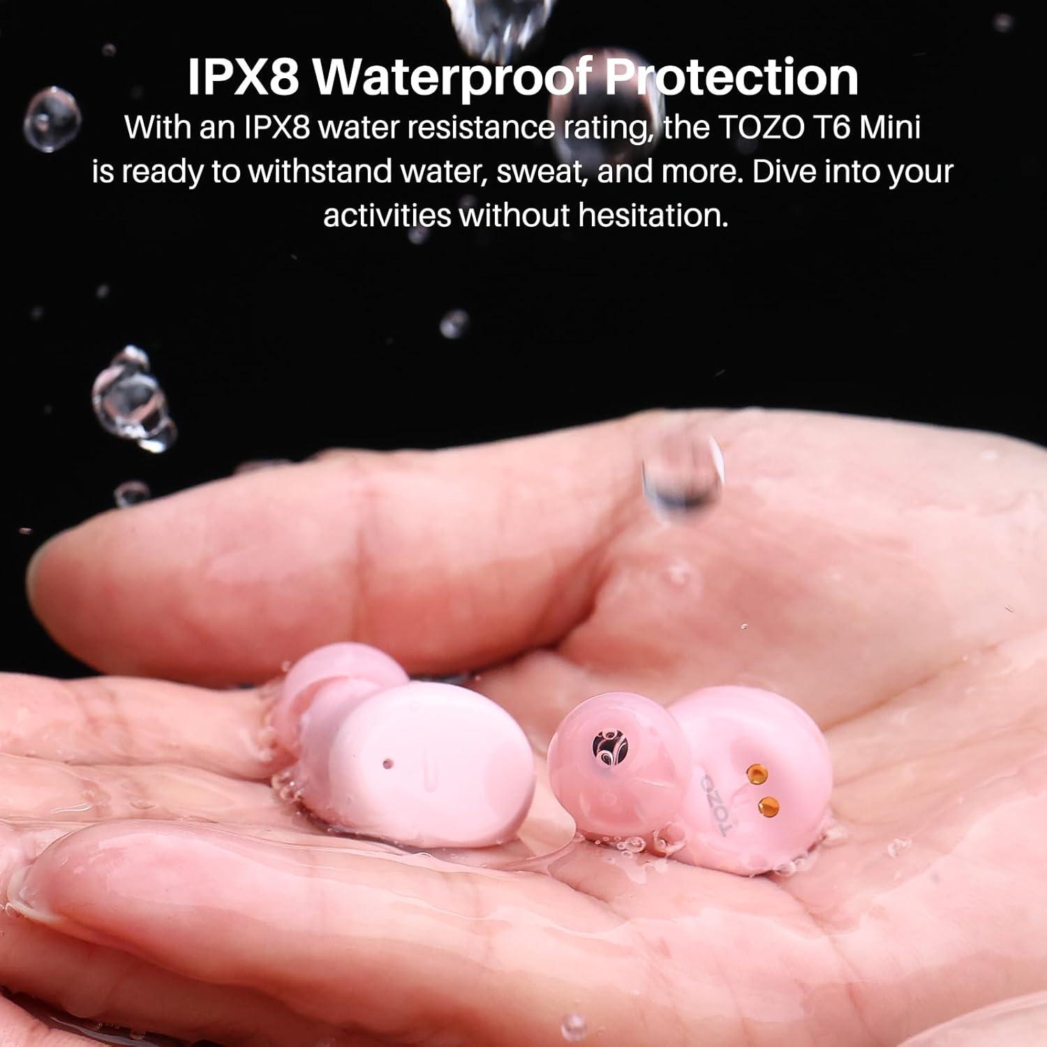 imageTOZO T6 Wireless Earbuds Bluetooth Ear Buds Stereo Sound in Ear Headphones 50 Hours Playtime AI Clear Call Wireless Charging Case APP Customizable EQs IPX8 Waterproof EarphonesPink