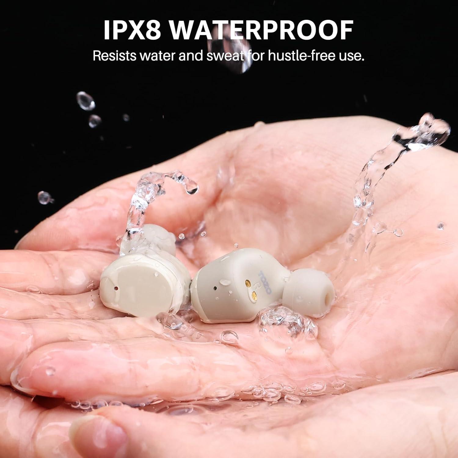 imageTOZO T6 Wireless Earbuds Bluetooth Ear Buds Stereo Sound in Ear Headphones 50 Hours Playtime AI Clear Call Wireless Charging Case APP Customizable EQs IPX8 Waterproof EarphonesChampagne