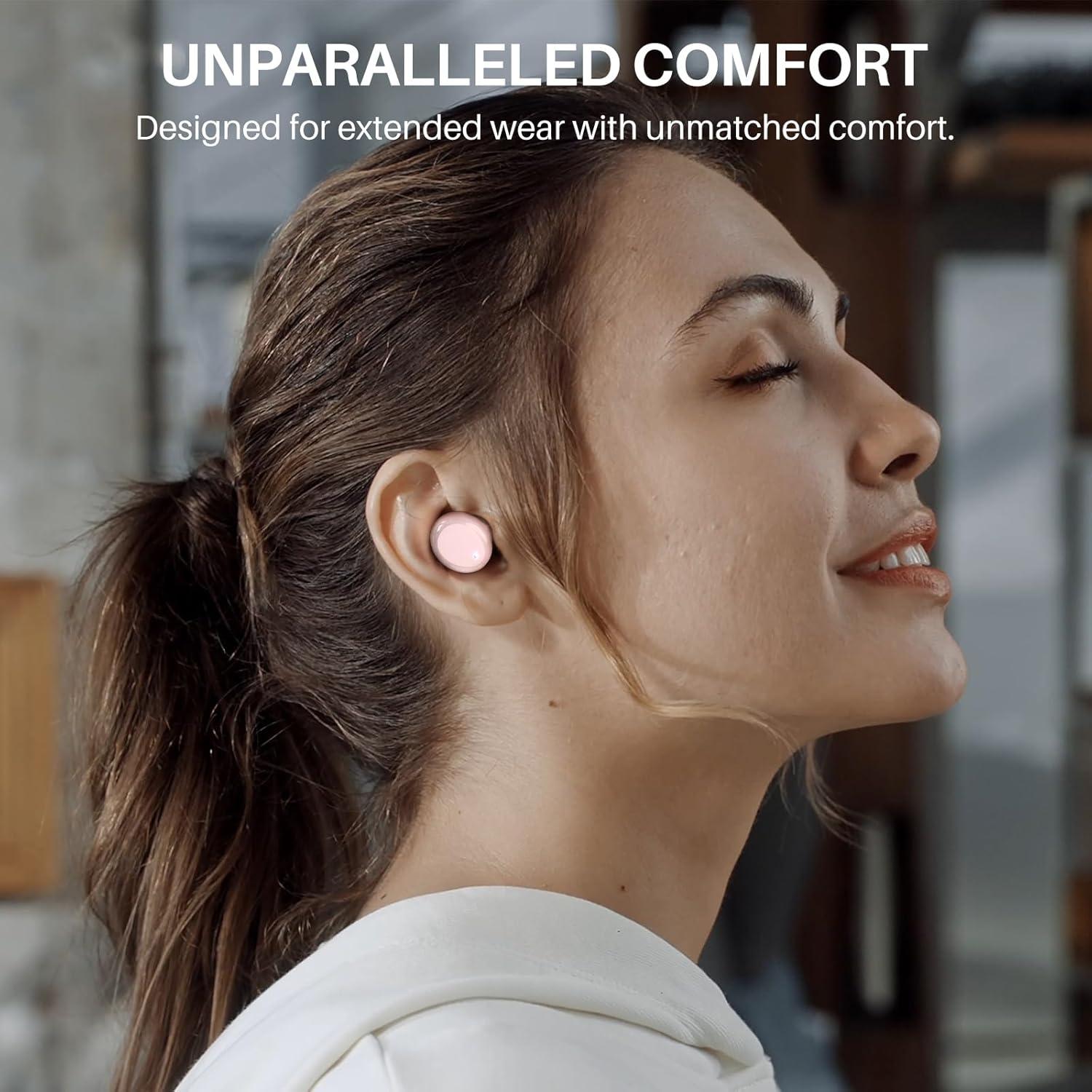 imageTOZO T6 Wireless Earbuds Bluetooth Ear Buds Stereo Sound in Ear Headphones 50 Hours Playtime AI Clear Call Wireless Charging Case APP Customizable EQs IPX8 Waterproof EarphonesPink