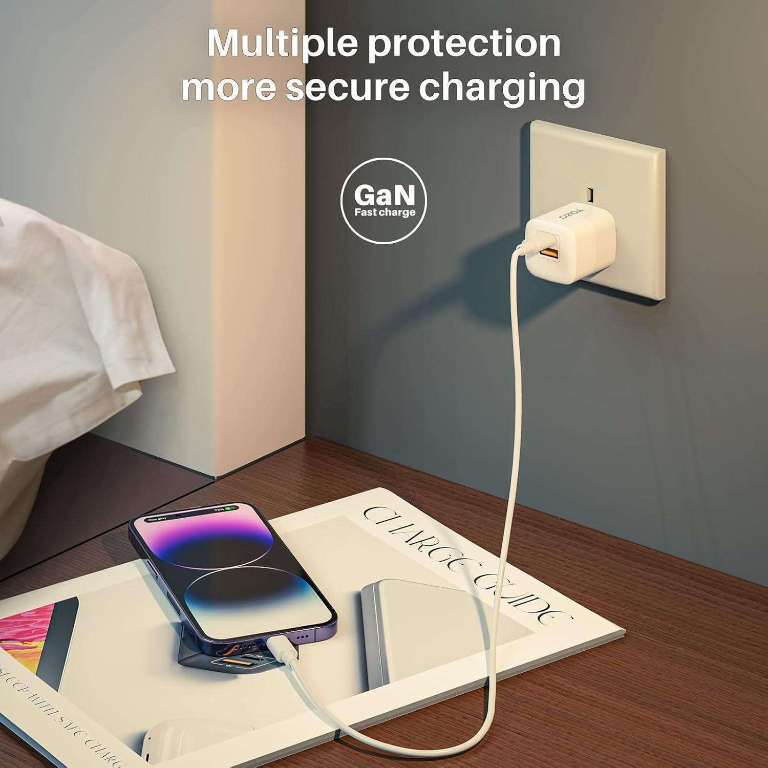 imageTOZO USB C Fast Foldable Wall Charger PD Power Adapter 4 Ports Compatible with MacBook ProAir iPad Pro USBC Laptops iPhone 141312ProPro Max Samsung S2221Cable not IncludedJet White