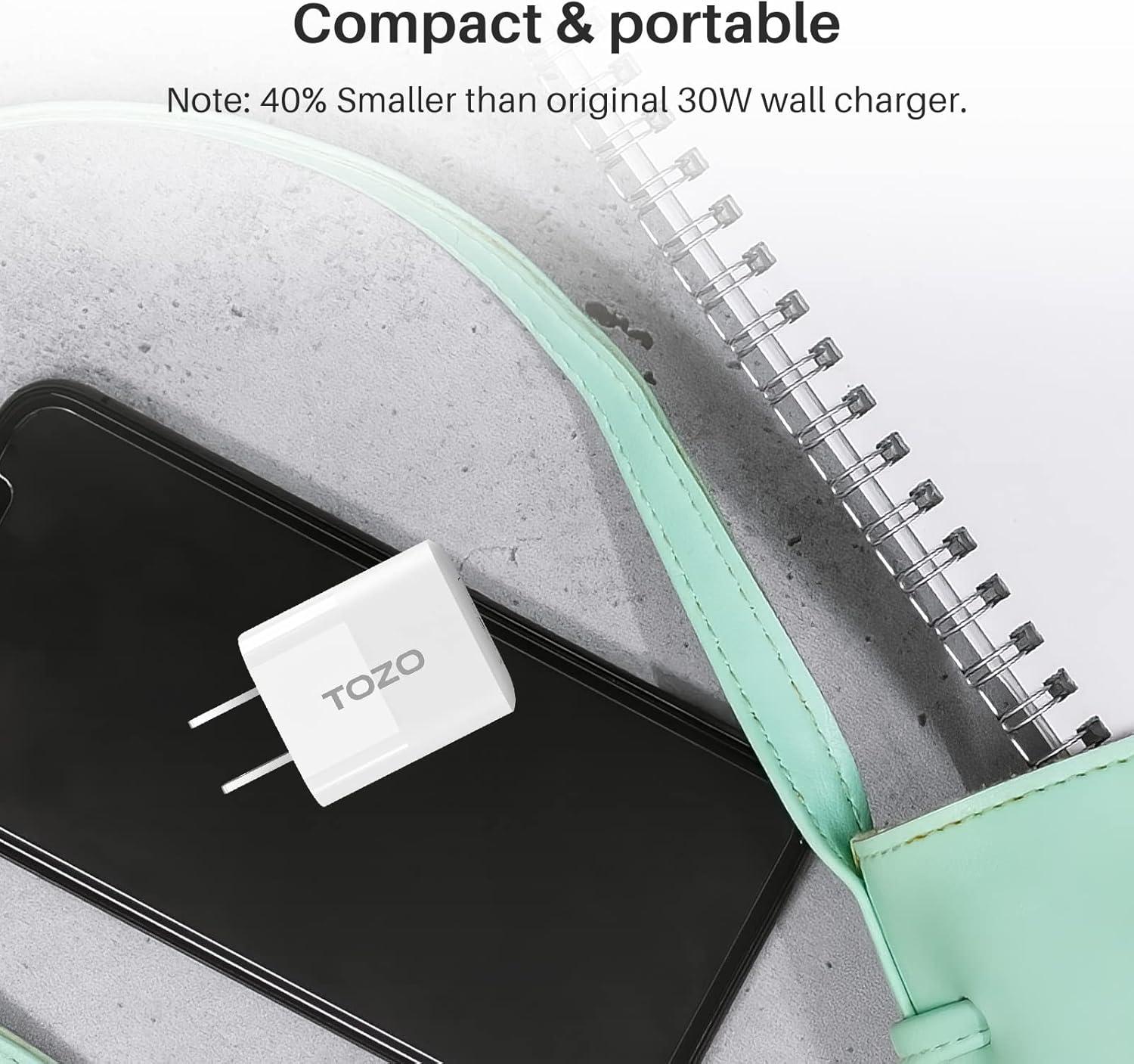 imageTOZO USB C Fast Foldable Wall Charger PD Power Adapter 4 Ports Compatible with MacBook ProAir iPad Pro USBC Laptops iPhone 141312ProPro Max Samsung S2221Cable not IncludedJet White