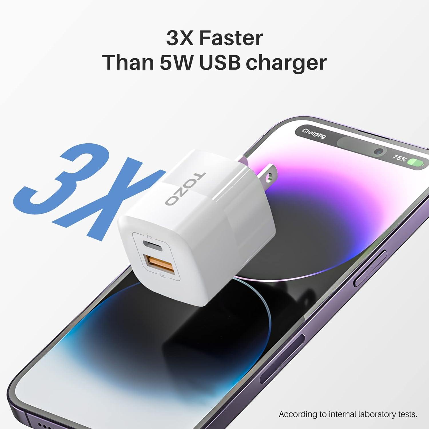 imageTOZO USB C Fast Foldable Wall Charger PD Power Adapter 4 Ports Compatible with MacBook ProAir iPad Pro USBC Laptops iPhone 141312ProPro Max Samsung S2221Cable not IncludedJet White