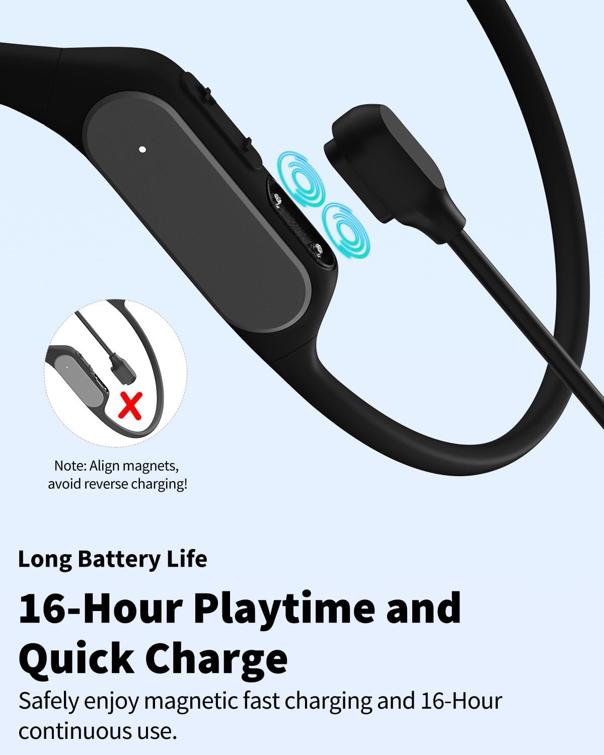 imageTOZO Upgraded Open Ear Headphones Bluetooth 53 Air Conduction Wireless Headphones Sport Earbuds with Premium Sound 32 EQs via APP DualMic Call Noise Reduction Earphones with Hair Band for CyclingDark Black