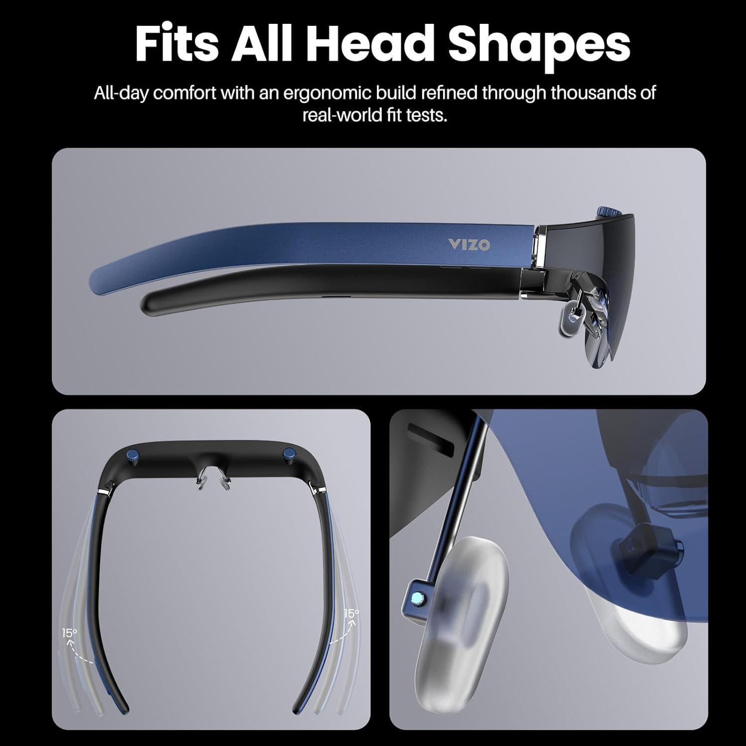 imageTOZO VIZO V1 AR Glasses with 1800Nit UltraBright Display BuiltIn Stereo Speakers Adjustable Myopia Correction 0500 118quot Virtual Mega Screen 2D3D Mode Switching Compatible for iPhoneMacPC