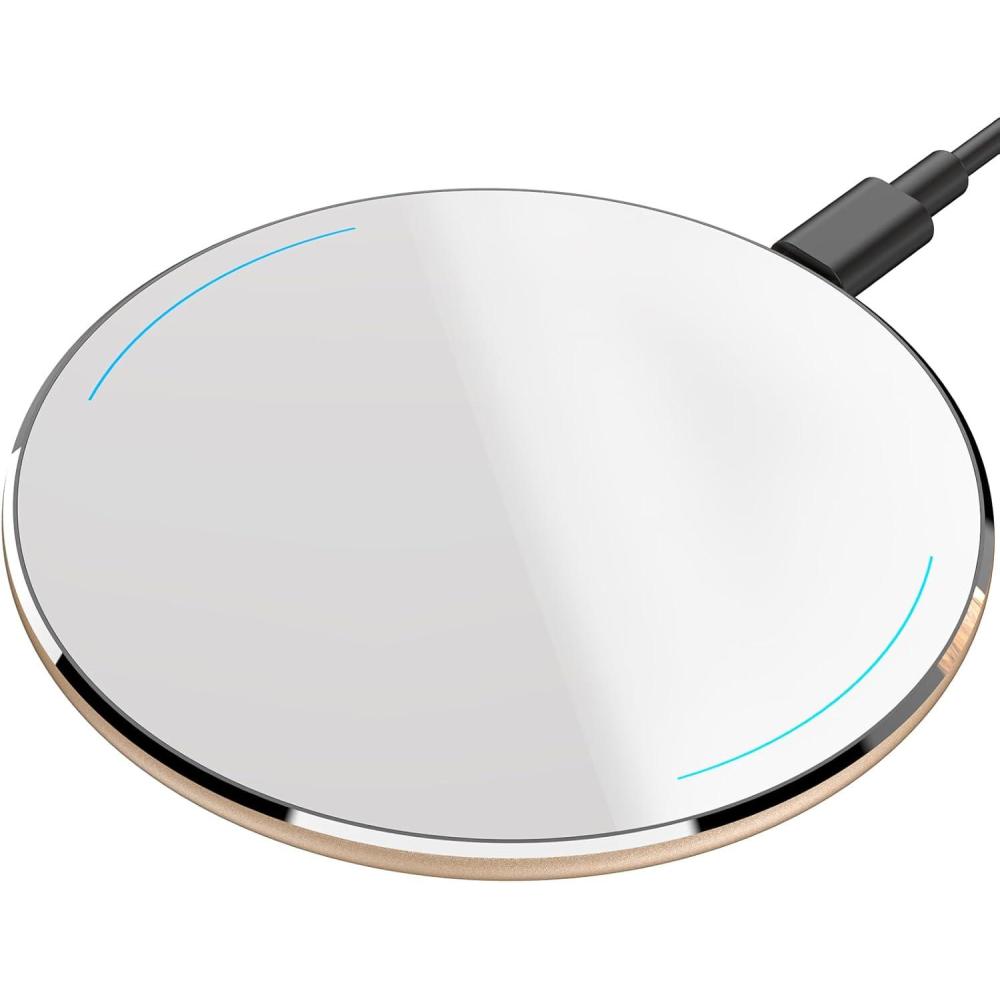 imageTOZO 2024 Wireless Charger 15W Max Fast Wireless Charging Pad Compatible with iPhone 171616 Plus16 Pro Max 151413SE12 Series Samsung Galaxy S24S23S22 Series No AC Adapter GoldYellow