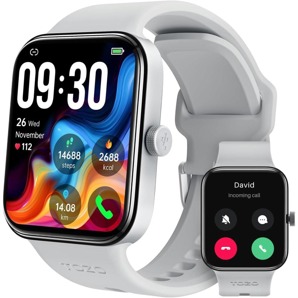 imageTOZO AMOLED S4 AcuFit One Smart Watch 178quot UltraClear Screen for Men Women CallAnswer Fitness Tracker Sleep Monitor IP68 Waterproof for iOS 110 Android 90 GoldSilver