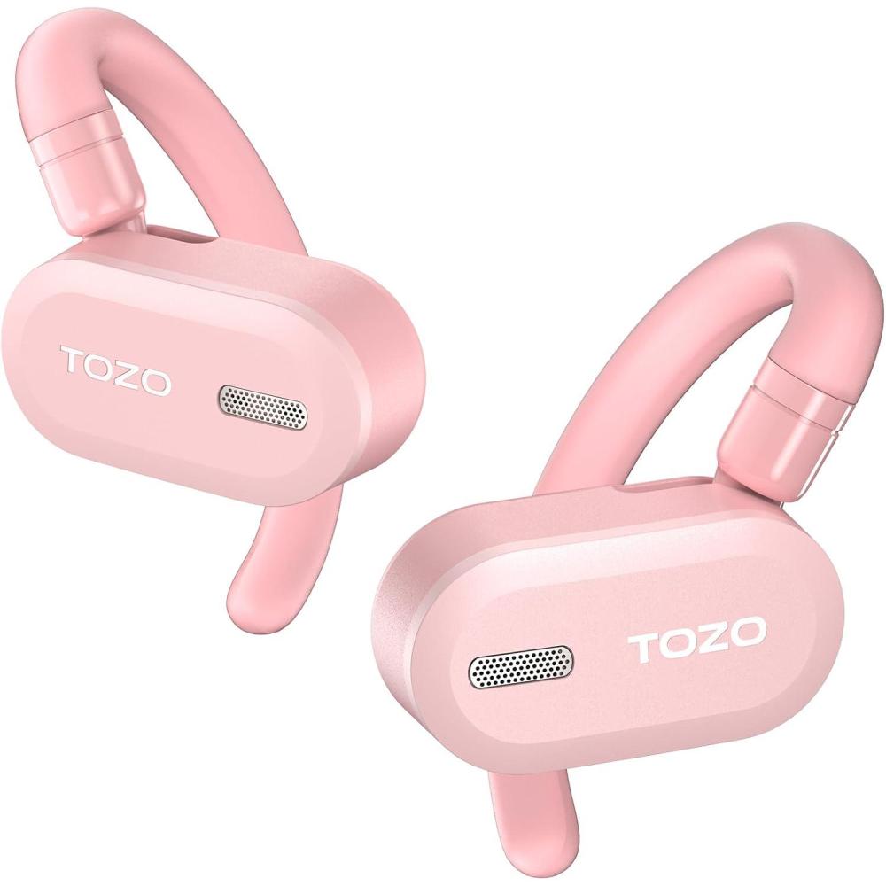 imageTOZO O2 True Open Ear Wireless Headphones Lightweight with MultiAngle Adjustment Bluetooth 53 Earbuds with DualAxis Design for LongLasting Comfort CrystalClear Calls for Driving Dark BlackPink