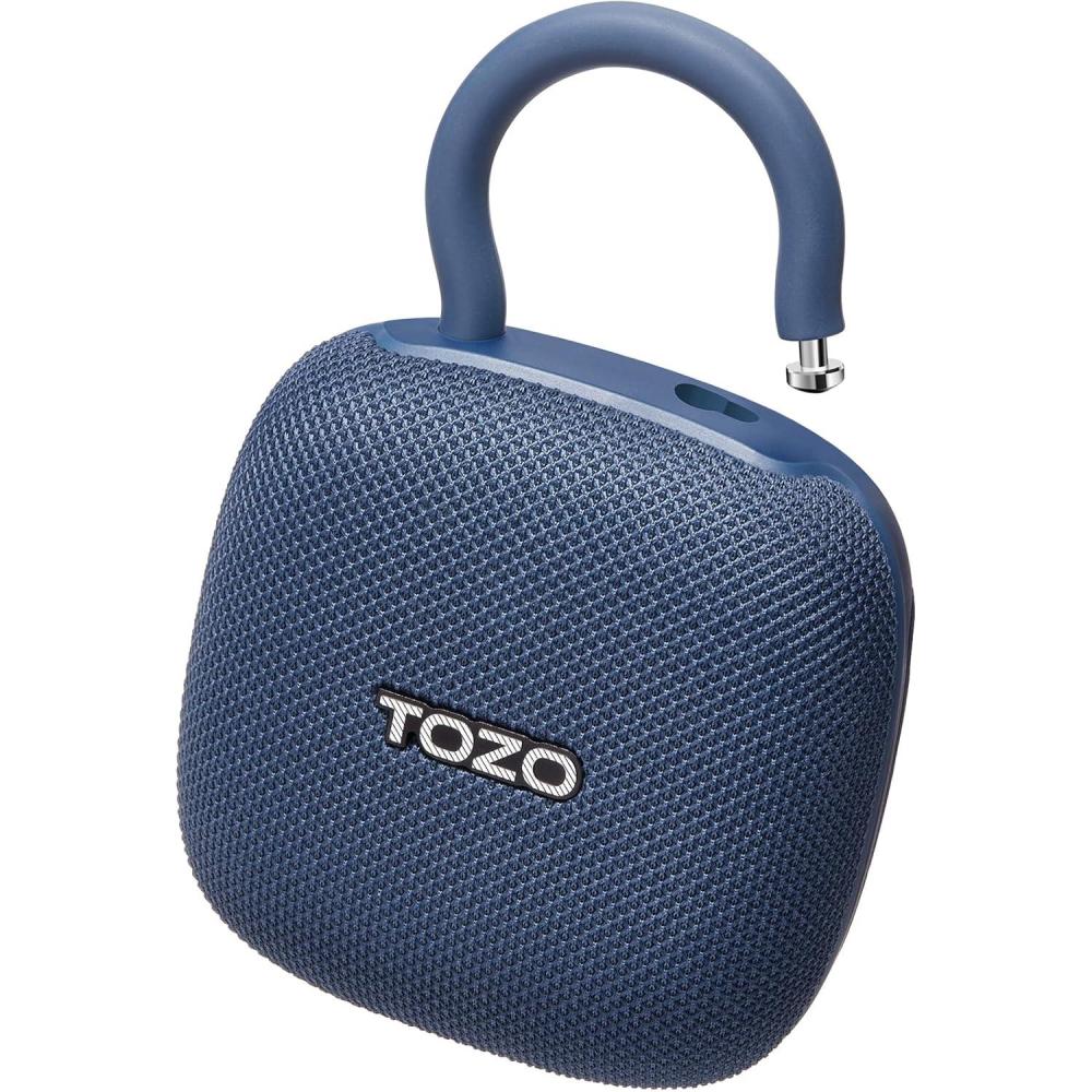 imageTOZO PE1 Portable Bluetooth Speakers with Adjustable Carabiner Mini Bluetooth Wireless Shower Speaker with IPX8 Waterproof 32H Playtime Punchy Bass Audio Speaker for Home Outdoor and Travel RedBlue
