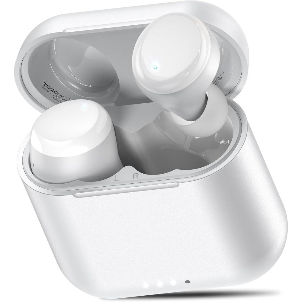 imageTOZO T6 Wireless Earbuds Bluetooth Ear Buds Stereo Sound in Ear Headphones 50 Hours Playtime AI Clear Call Wireless Charging Case APP Customizable EQs IPX8 Waterproof EarphonesWhite