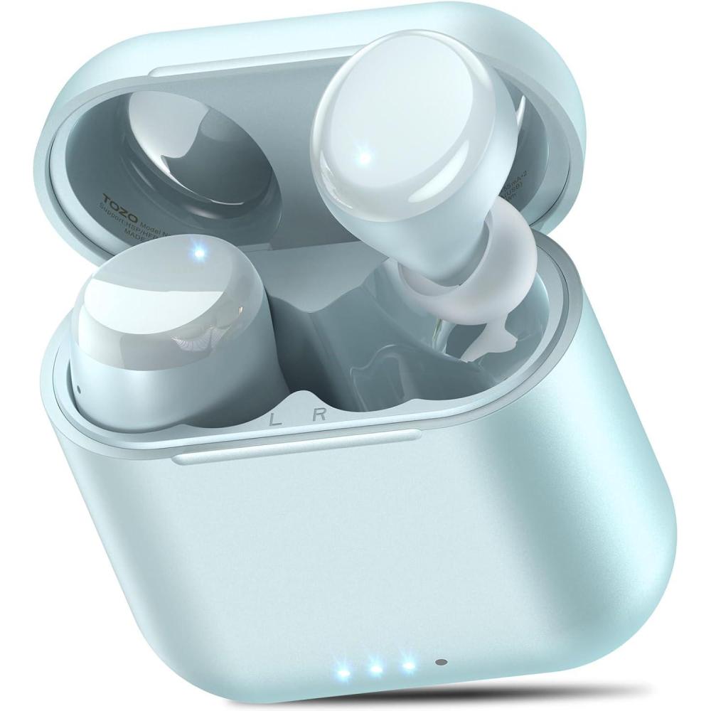 imageTOZO T6 Wireless Earbuds Bluetooth Ear Buds Stereo Sound in Ear Headphones 50 Hours Playtime AI Clear Call Wireless Charging Case APP Customizable EQs IPX8 Waterproof EarphonesBlue