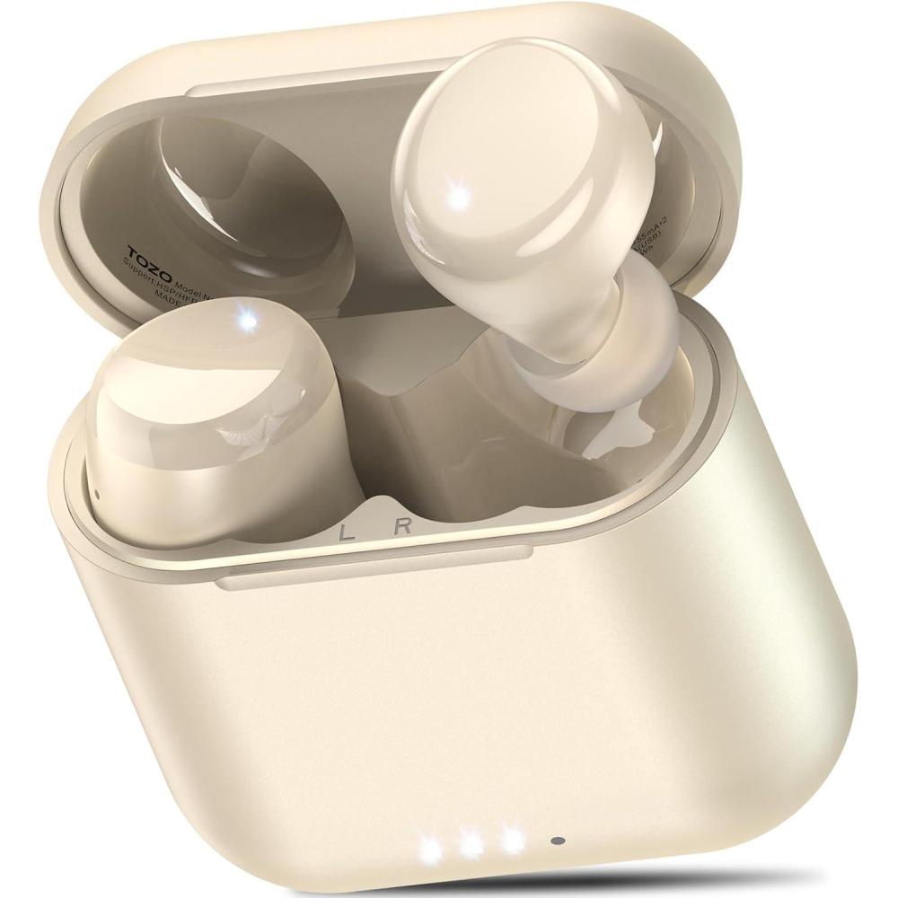 imageTOZO T6 Wireless Earbuds Bluetooth Ear Buds Stereo Sound in Ear Headphones 50 Hours Playtime AI Clear Call Wireless Charging Case APP Customizable EQs IPX8 Waterproof EarphonesChampagne