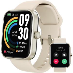 TOZO 2025 New Upgraded Smart Watch for Men Women for iPhone&Android, 1.83″ Fitness Tracker Bluetooth Call [Answer/Make], IP68 Waterproof Sleep Monitor, 100+ Sport Modes Sliver(Gold)