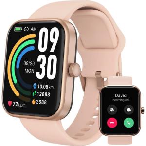 TOZO 2025 New Upgraded Smart Watch for Men Women for iPhone&Android, 1.83″ Fitness Tracker Bluetooth Call [Answer/Make], IP68 Waterproof Sleep Monitor, 100+ Sport Modes Sliver(Rose Gold)
