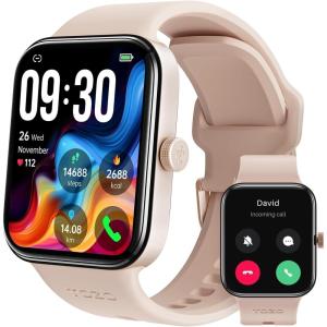 TOZO AMOLED S4 AcuFit One Smart Watch 1.78″ Ultra-Clear Screen for Men Women, Call/Answer Fitness Tracker, Sleep Monitor IP68 Waterproof for iOS 11.0+ Android 9.0+ Gold(Rose Gold)