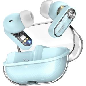 TOZO Crystal Pods Hybrid Active Noise Cancelling Wireless Earbuds, 10mm Drivers Deep Bass Stereo Sound, 4 Mics Smart ENC AI Calls, 32 EQ via App, Bluetooth 5.4 Headphones, Crystal Case Design(Blue)