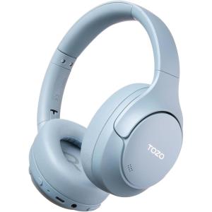 TOZO HT3 Hybrid Noise Cancelling Headphones, 90H Playtime Wireless Over Ear Bluetooth Headset, Spatial Audio AI Chat with 5 Mics, Supports Dual Connection and USB-C Input, with 32 EQ Music Modes(Blue)