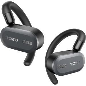TOZO O2 True Open Ear Wireless Headphones Lightweight with Multi-Angle Adjustment, Bluetooth 5.3 Earbuds with Dual-Axis Design for Long-Lasting Comfort, Crystal-Clear Calls for Driving, Dark Black(Dark Black)