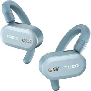 TOZO O2 True Open Ear Wireless Headphones Lightweight with Multi-Angle Adjustment, Bluetooth 5.3 Earbuds with Dual-Axis Design for Long-Lasting Comfort, Crystal-Clear Calls for Driving, Dark Black(Blue)