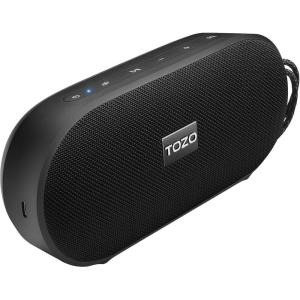 TOZO PA1 Bluetooth Speaker Built-in Microphone Stereo Sound, 25H Playtime, IPX7 Waterproof Shower Speaker, Portable Wireless Speaker with EQ Mode, APP Control, Dual Pairing for Home, Travel, Black(Matte Black)