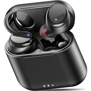 TOZO T6 Wireless Earbuds, Bluetooth Ear Buds, Stereo Sound in Ear Headphones, 50 Hours Playtime, AI Clear Call, Wireless Charging Case, APP Customizable EQs, IPX8 Waterproof Earphones(Dark Black)